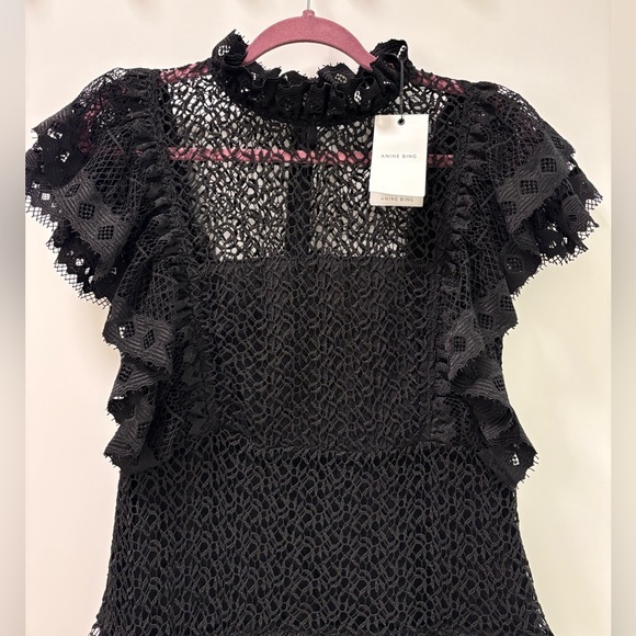 Anine Bing Penelope Lace Ruffle Teired Mini Dress Size M NWT - Picture 6 of 16